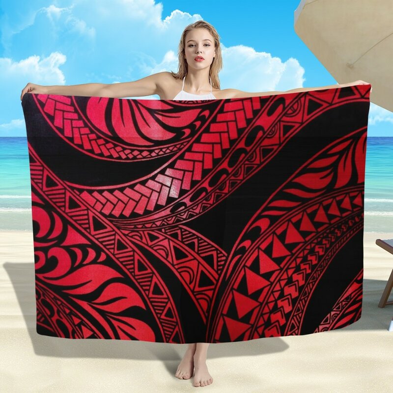 HYCOOL Red Lavalava Hawaii Sarong Bathing Suit Skirt One Piece Lava Lava For Women Swim Skirt Polynesian Lavalava Beach Cover Up