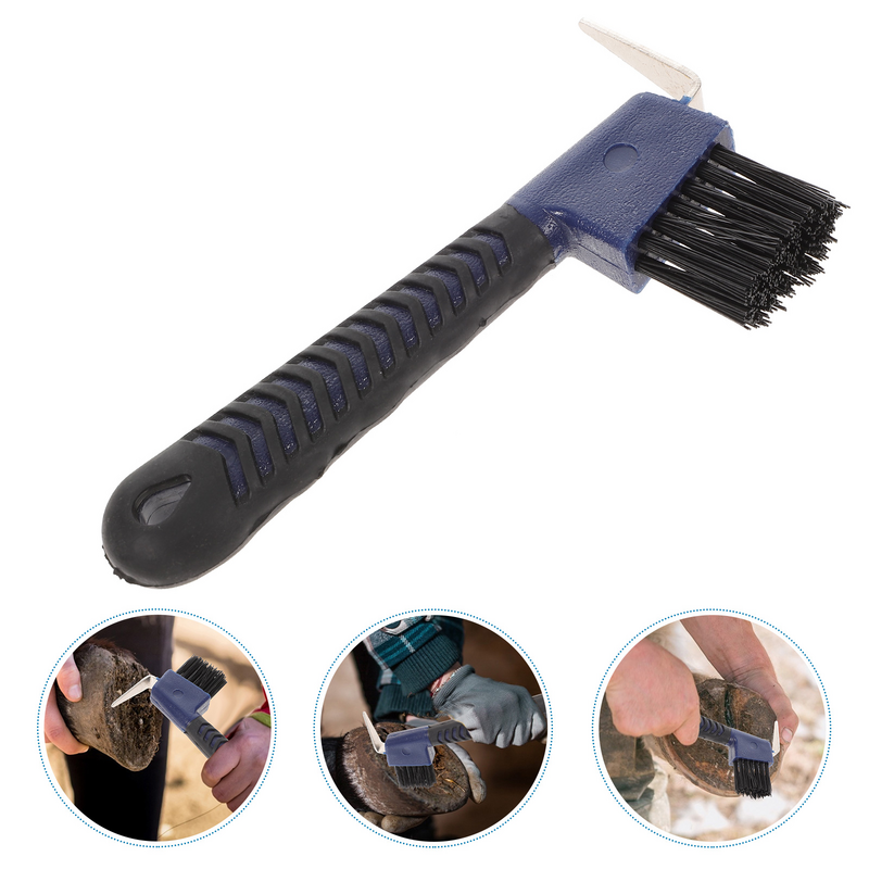 Anti-Slip Grip Hoof Rubber Pick com escova de Nylon, Horse Grooming Horseshoe, Ferramentas de limpeza profissional, Grooming Care