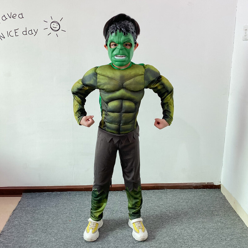 Halloween Kostuum Muscle Suit Groen Reus Voor Kinderen Cosplay Nachtclub Kleding Anime Party Verjaardagscadeau Verkleed Rollenspel