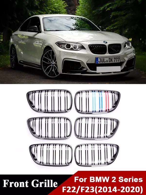 Couverture de Calandre en Fibre de Carbone pour Pare-Choc Avant, Accessoire pour BMW Série 2 F22 F23 2014-2020, 225i 218i 220