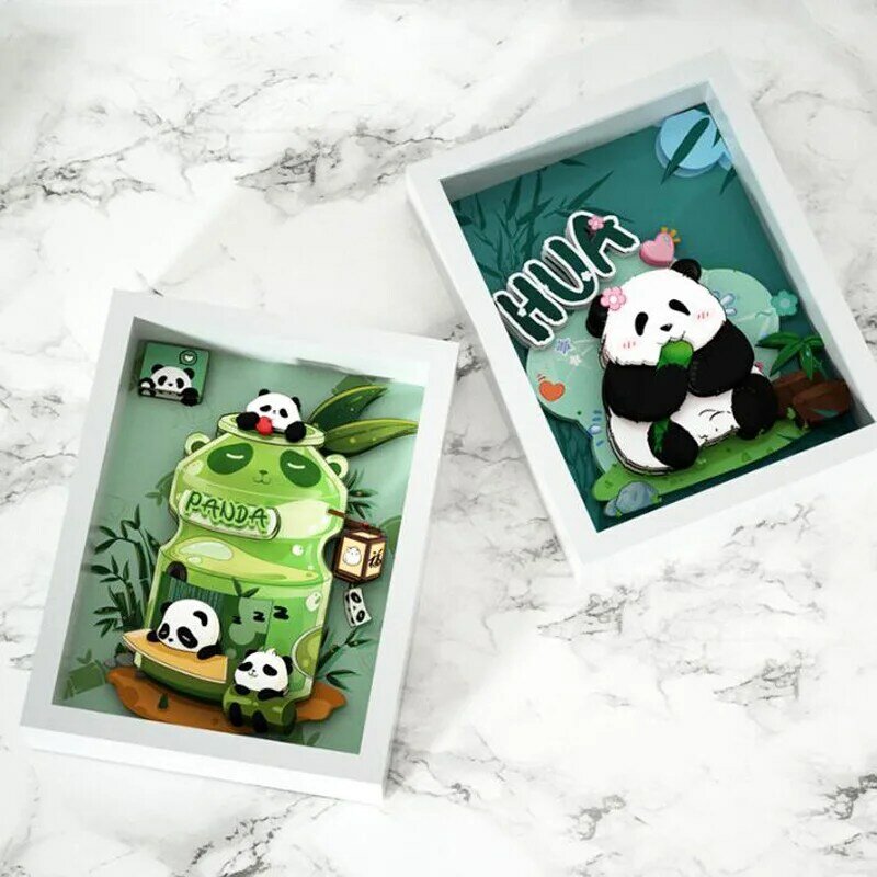 DIY 3D Panda Framed Wall Art Painting Decoration Aesthetic Wall Pictures for Bedroom Barthroom Living Room