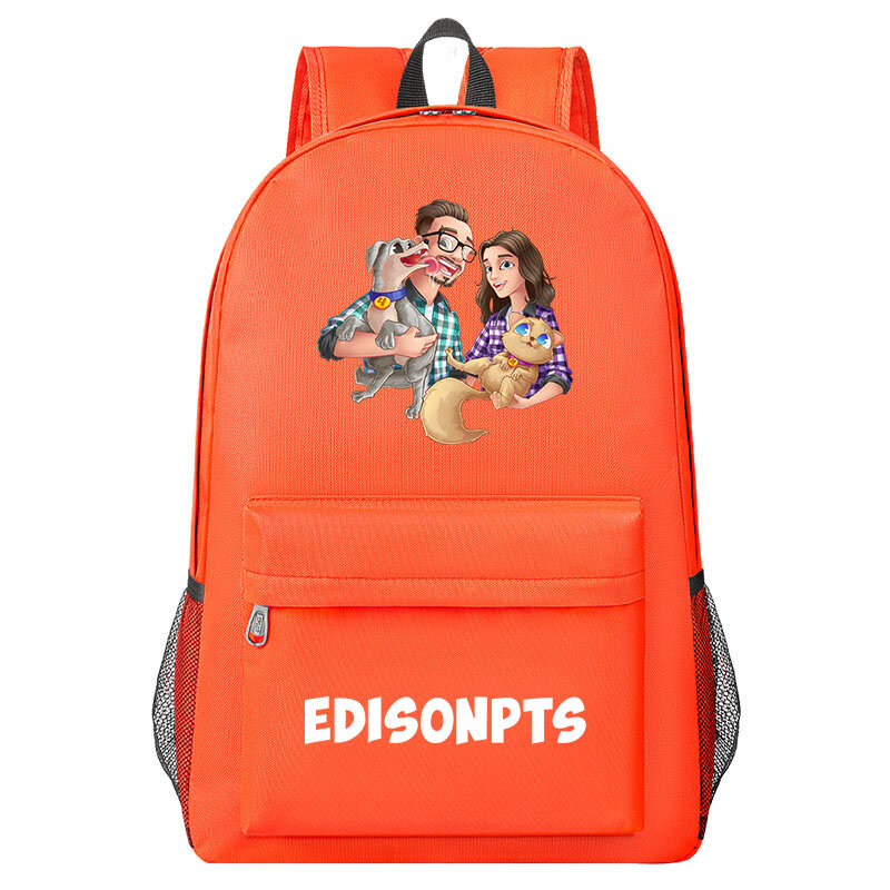 Edison Pts Mochila Infantil Desenhos Animados Edison e Kate Print USB boy's girl's School Bags Adolescentes Mochila de Viagem Moda