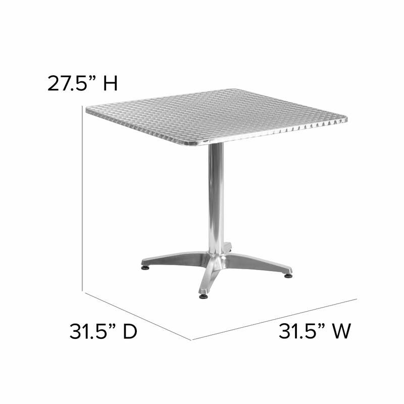 Mesa de cóctel cuadrada para interiores y exteriores, mesa de comedor con Base de aluminio, 31,5 pulgadas