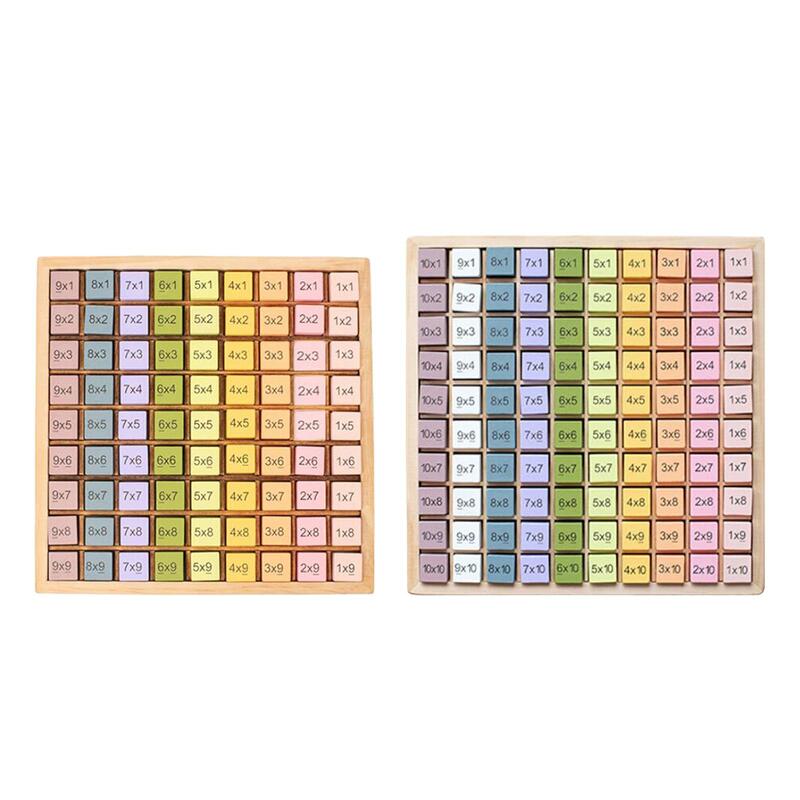 Tablero de multiplicación de arcoíris de madera, juguete de aprendizaje de habilidades matemáticas para niños