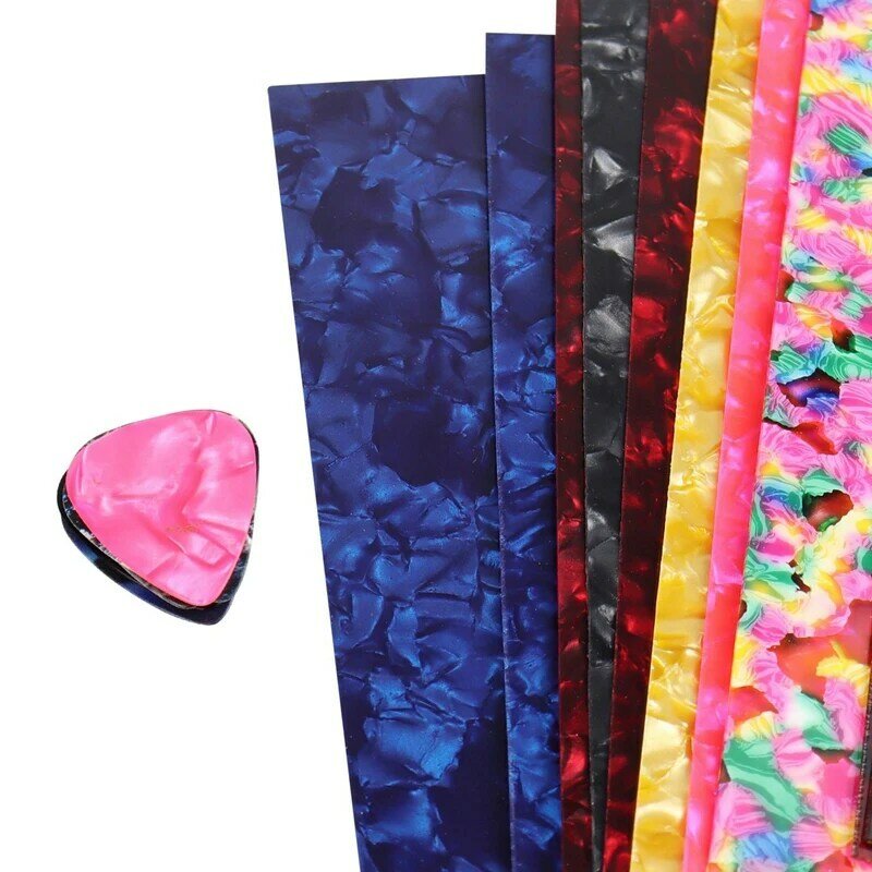 DIY Guitar Pick Punch Sheets Musicians Celluloid Guitar Pick Strips Three Thickness By 0.46/0.71/0.96Cm Random Color