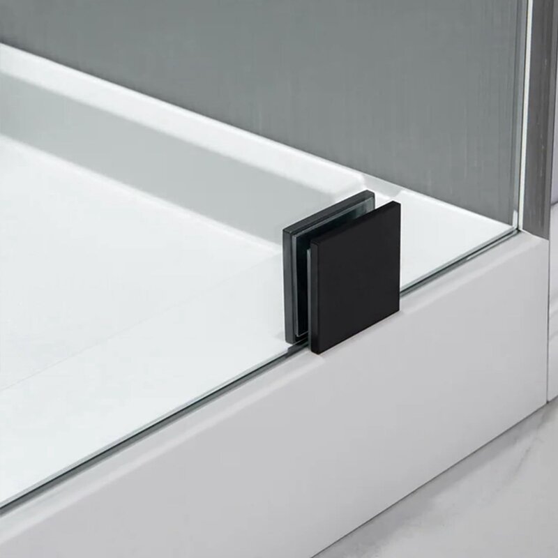 Penjepit kaca kuningan, penjepit U Panel tetap lubang-dalam-kaca, perangkat keras pintu layar persegi untuk kamar mandi untuk 5/16 inci hingga 1/2 inci