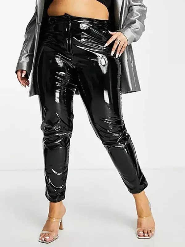 Женские облегающие брюки-карандаш из искусственного латекса, размеры 5XL, 6XL