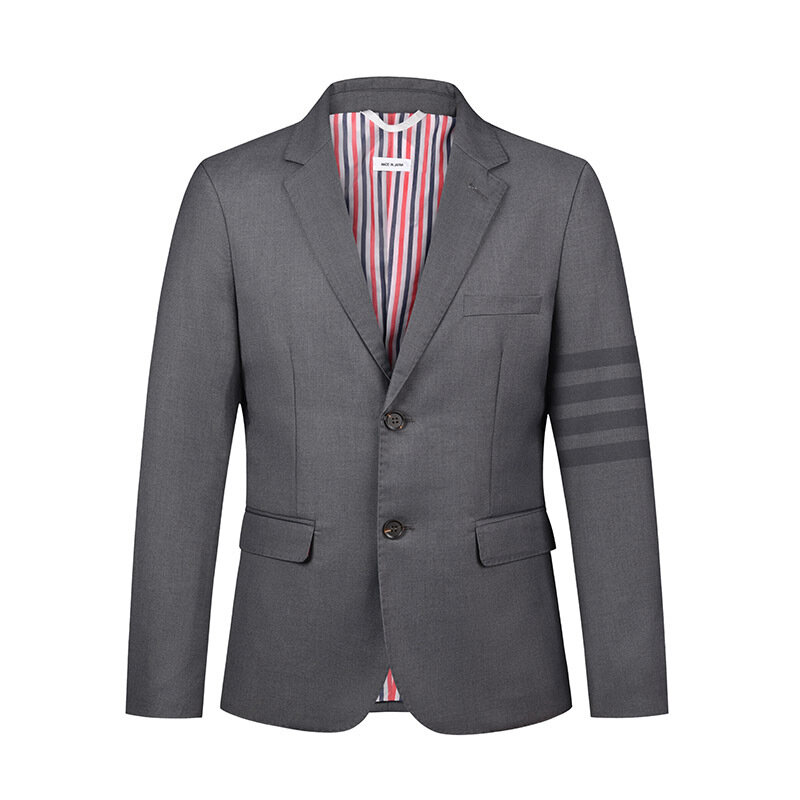 6764-Suit male Korean version of trendy youth slim handsome West uniform set British style striped casual jacket