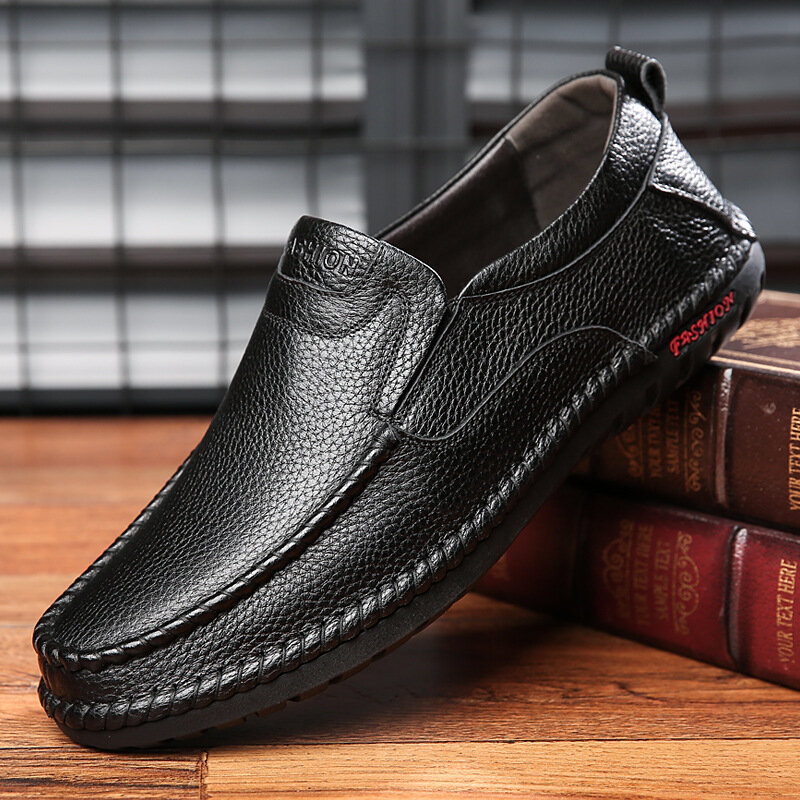 Mocassins en cuir italien pour hommes, chaussures décontractées à enfiler, chaussures italiennes faites à la main, chaussures de bureau, 202