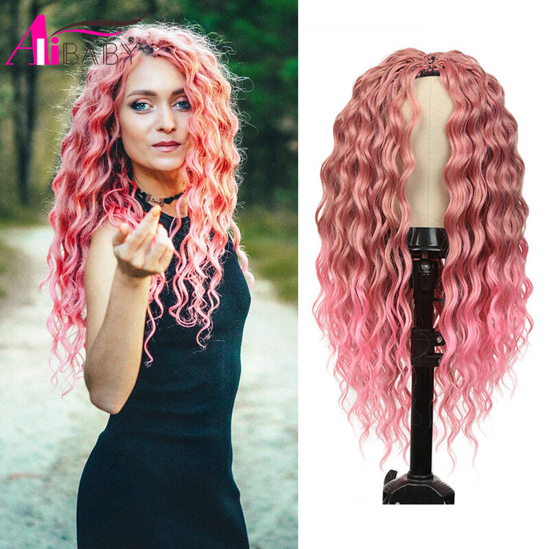 Synthetic Deep Wave Ombre Crochet Braid Hair Extensions 18-24Inch Synthetic Crochet Twist Hair Braiding For Women Alibaby
