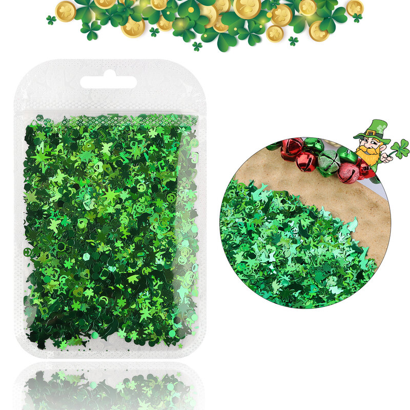 10 g/bag verão primavera forma verde glitter quatro folhas lantejoulas flocos de laser diy manicure holográfica glitter unhas acessórios da arte