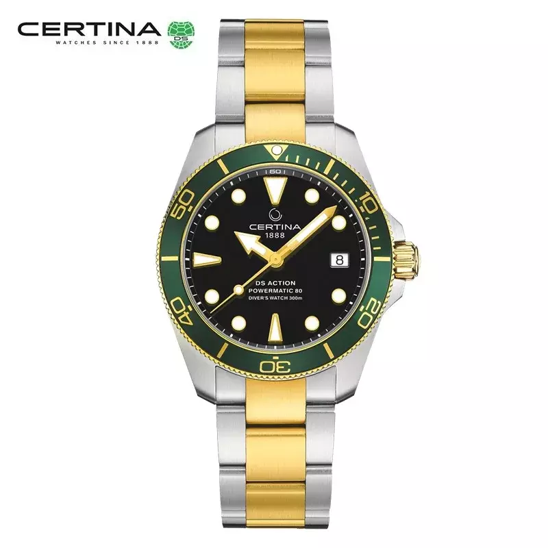 Nowy zegarek żółwiem morskim Certina dla mężczyzn ze stali nierdzewnej kwarcowy męski zegarek sportowy biznesowy zegarek męski luksusowa marka wodoodporny zegarek.