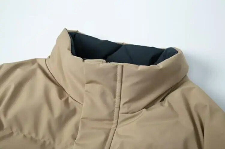 Dwustronne parki zimowe stójka mężczyzna Retro luźne bąbelkowe puchowe płaszcze odporne na zimno kurtki ciepła watowana para dłuższa odzież wierzchnia nowość