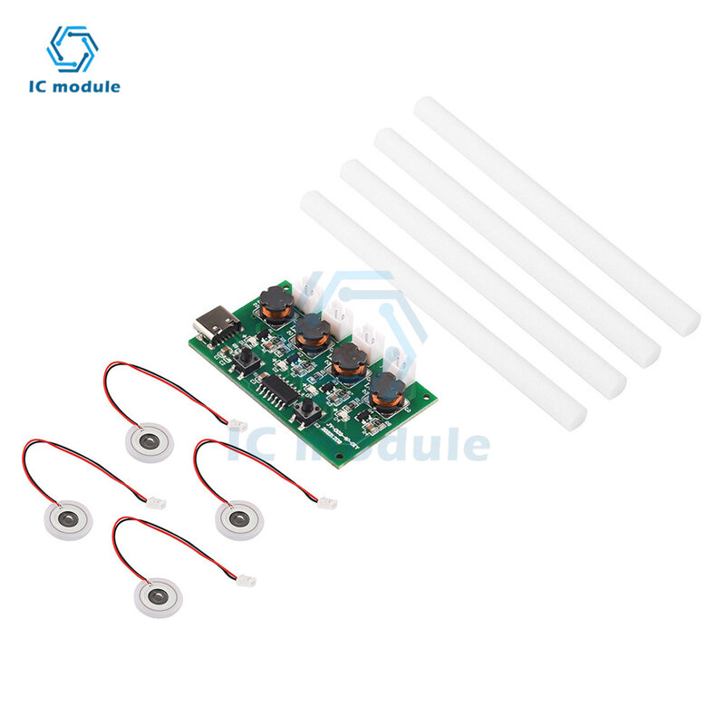 DC5V Type-C Mini Humidifier DIY Kits Mist Maker and Driver Circuit Board 4 Fogger Atomization Film Atomizer Sheet Oscillating
