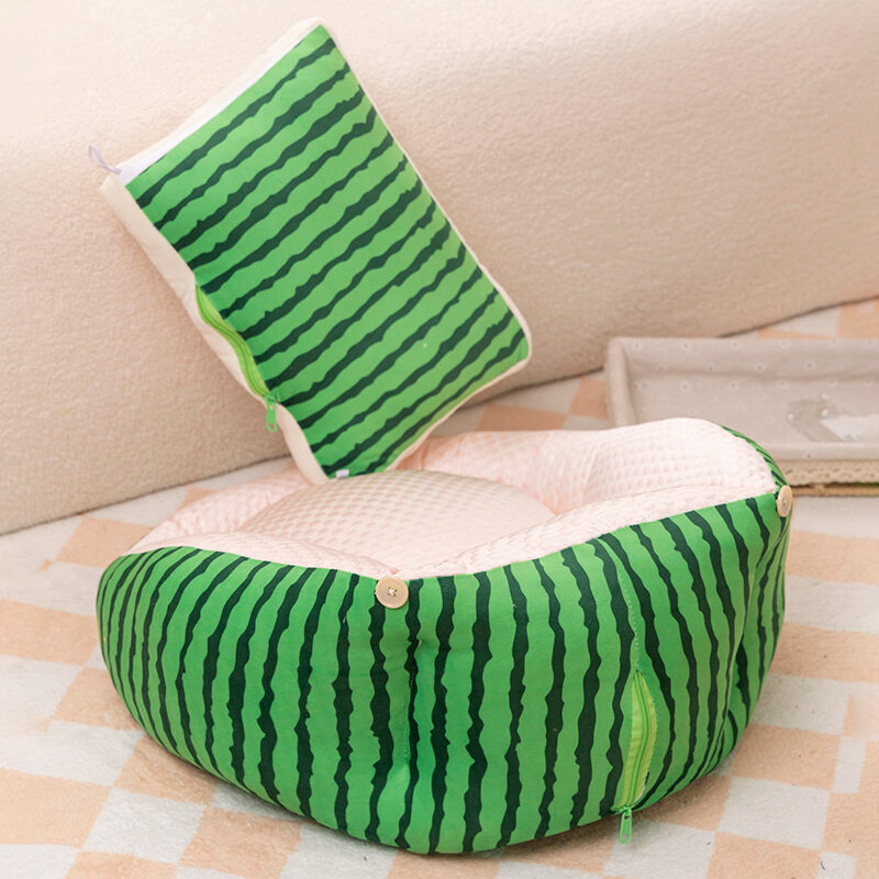 INS Creative Cartoon Watermelon Ice Silk Plush Chair Cushion Toy Cute Stuffed Plants Watermelon Plushies Pillow Kawaii RoomDecor