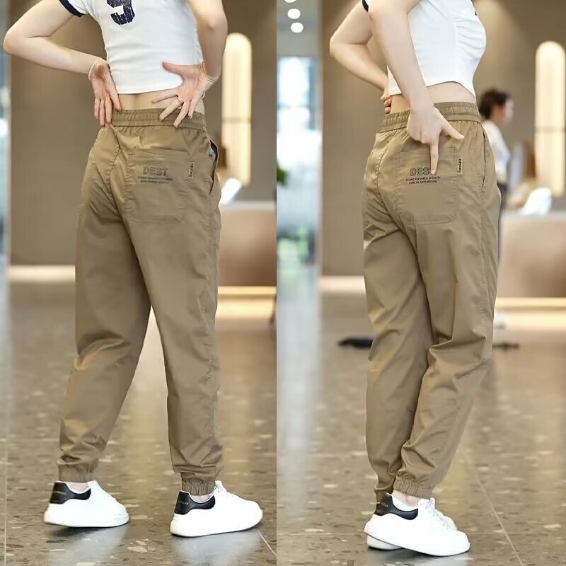 Spring/Summer Thin Workwear Pants for Men's Japanese Retro Drawstring Loose Straight Cotton Casual Pants Trendy Long Pants