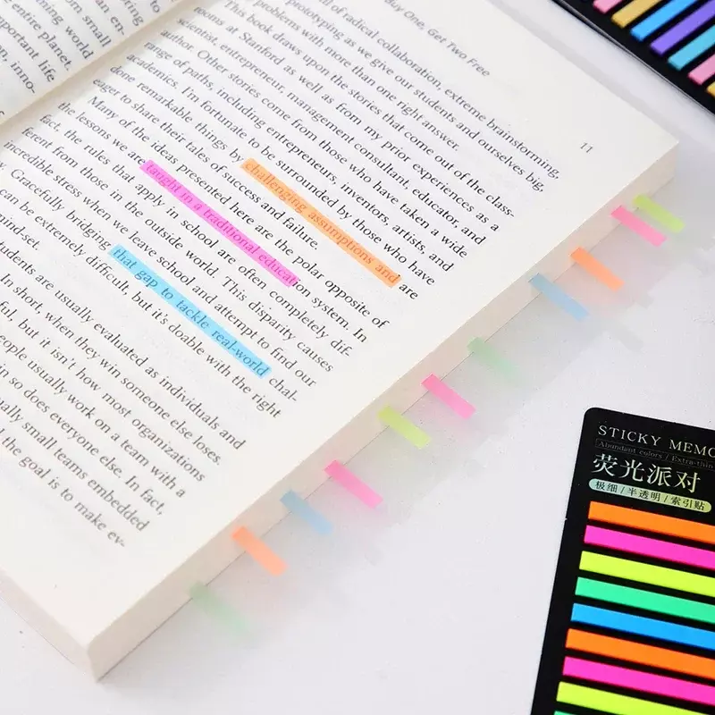 300 Sheets Colorful Fluorescent Sticky Notes for Translucent Waterproof Student Stationery Supplies Studying Planners