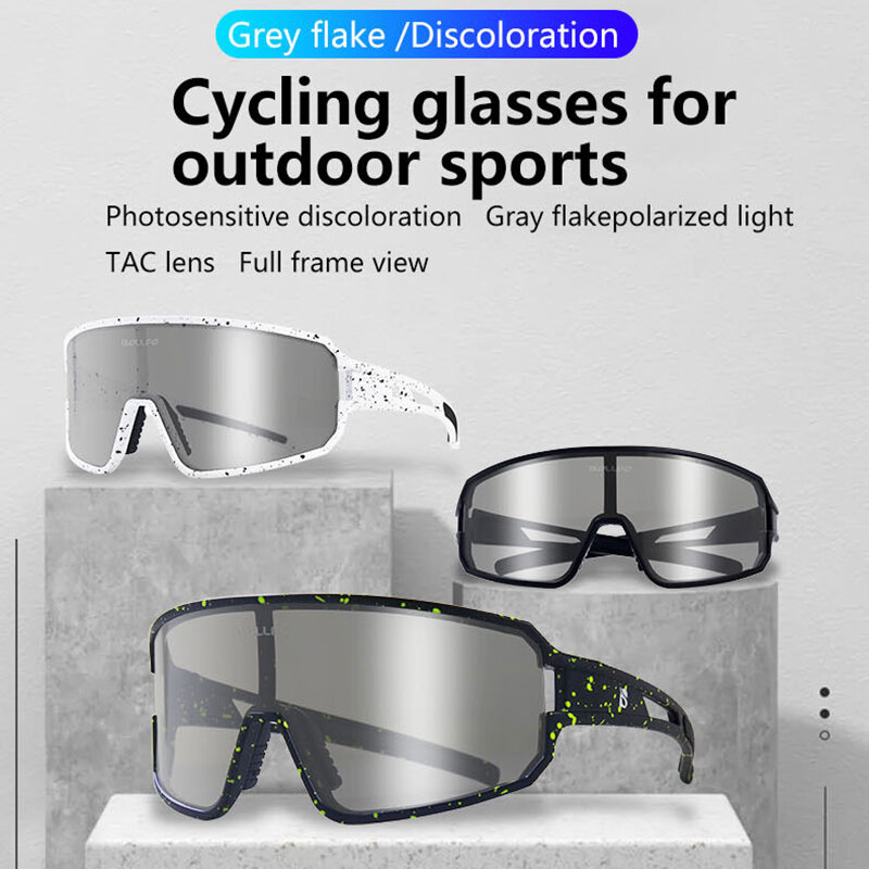 BOLLFO Set Polarized Cycling Glasses Cycling Sports Goggles Smart Color-Changing Glasses