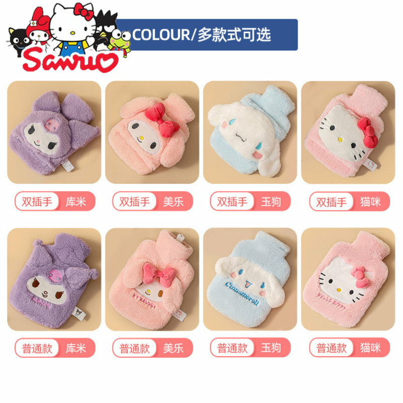 Sanrio Melodie Kuromi Hello Kitty Cinnamoroll Gevuld Warm Water Fles Grote Capaciteit Leuke Pluche Hot-Water Kerst Speelgoed
