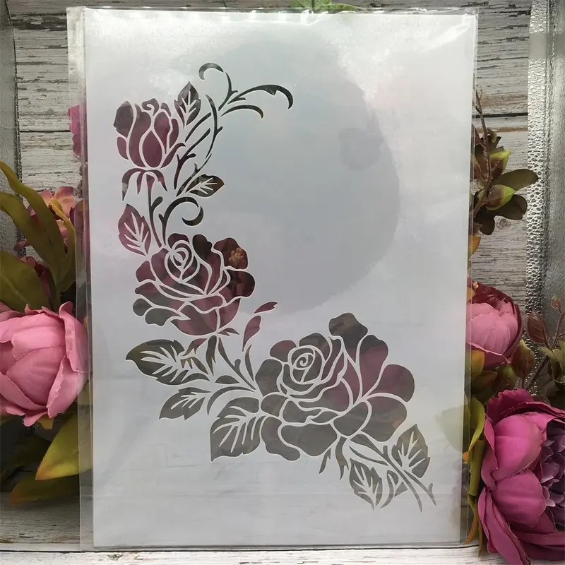 A4 29cm un ramo di fiore di rosa stencil A strati fai da te pittura murale Scrapbook colorazione goffratura Album modello decorativo