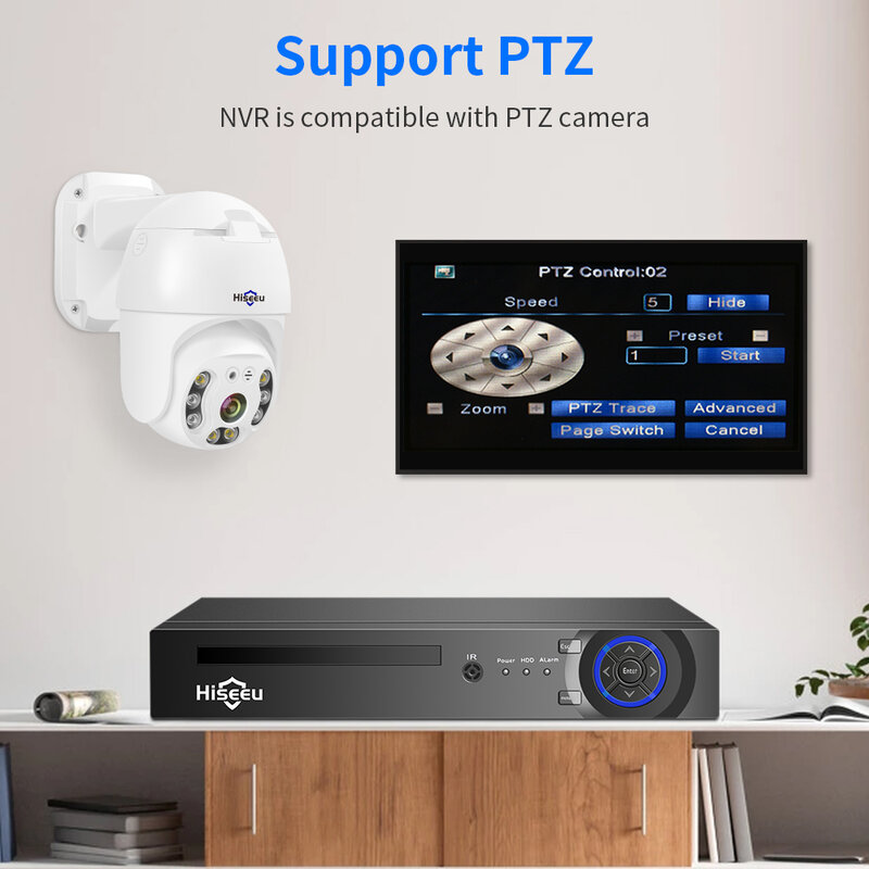 Kit de Sistema de Câmera de Vigilância CCTV IP Hiseeu-POE, Gravação Áudio e Vídeo, ONVIF, 4K, 8MP, 5MP, 4CH, 10CH, 16CH, 4K, POE, H.265 +