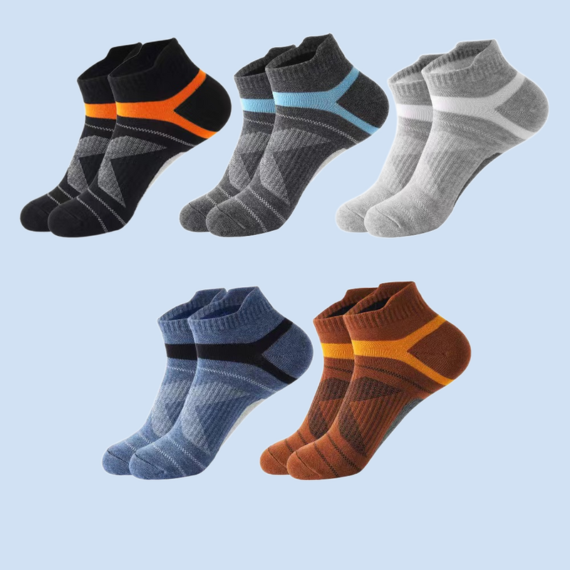 Calcetines tobilleros deportivos para hombre, medias cortas de algodón, transpirables, color negro, 5 pares