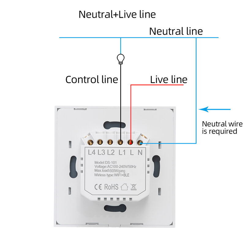 WiFi inteligentny przełącznik EU włącznik dotykowy na ścianę światła 220V potrzebuje neutralnego drutu Tuya inteligentne życie praca z Alexa Google Home 1/2/3/4 Gang
