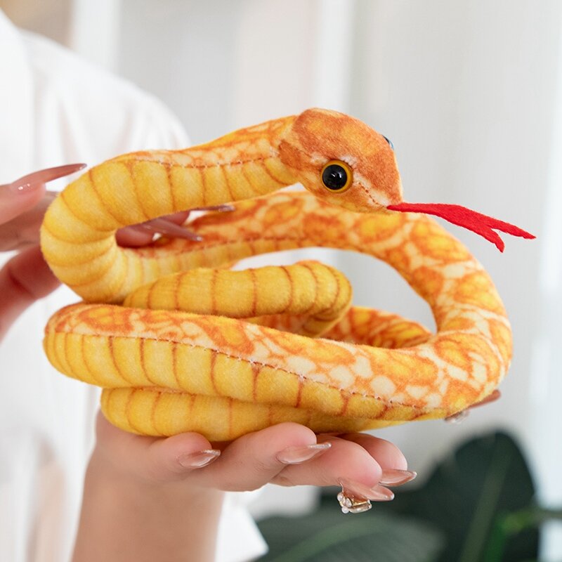 Simulation Giant Python Plush Toy Long Snake Yellow Orange Green Python Plush Toy Decorated House Holiday Decoration Trick Props