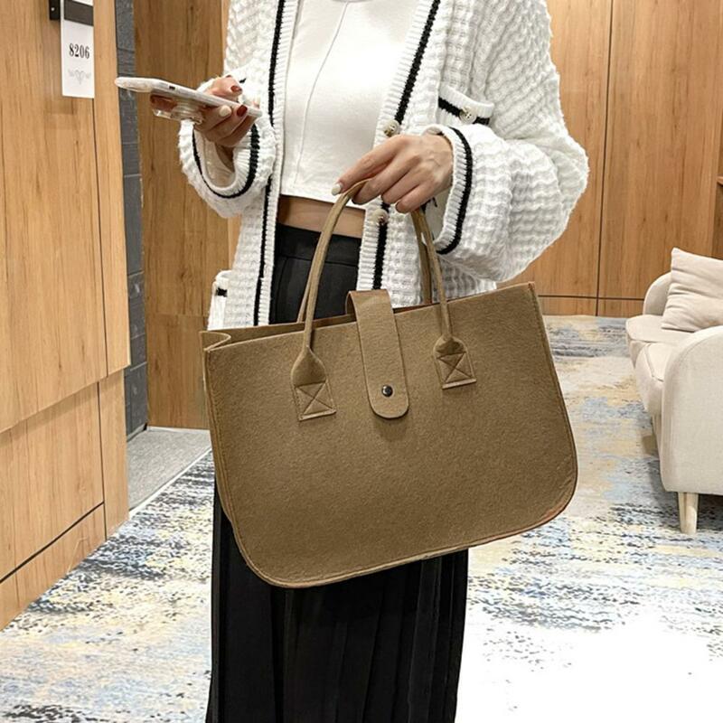 Женская сумка с ручками, однотонная вместительная сумка для покупок, прямоугольная Подарочная плотная фетровая женская сумка-тоут, кошелек для повседневной жизни