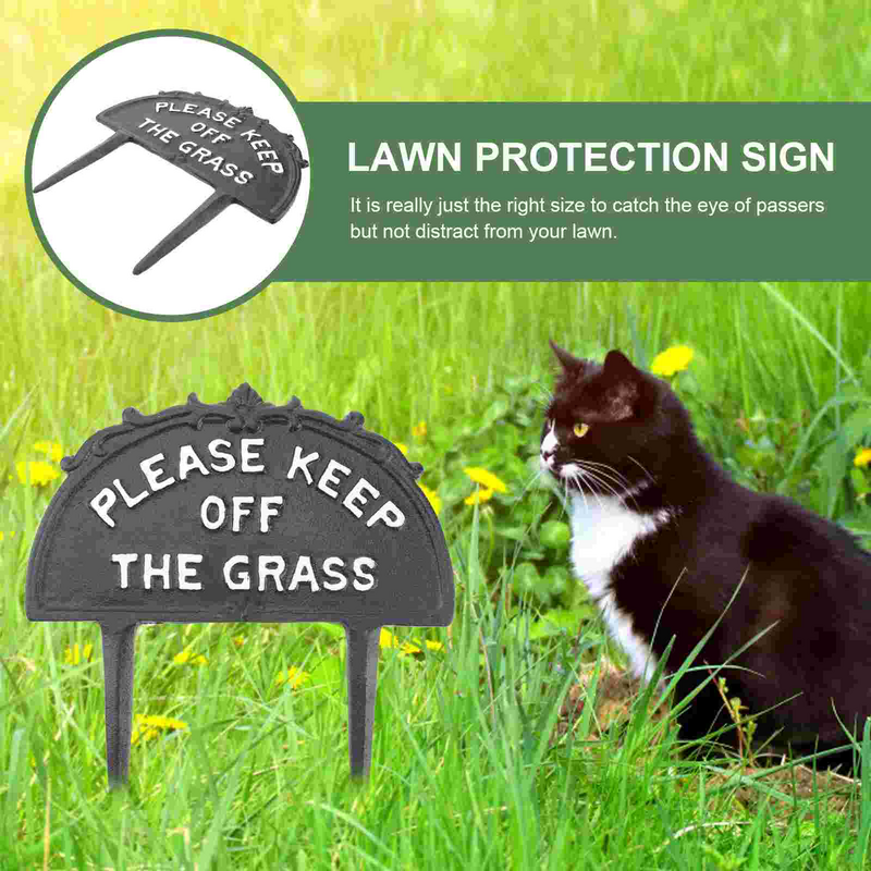 Emblemas Keep Off Grass Lawn Signs, marcador con estaca, estaca europea y americana para advertencia, Metal de hierro