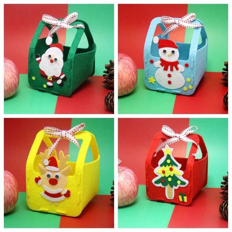 Non-woven Fabric DIY Xmas Candy Bag Christmas Tree House Decoracion DIY Christmas Bag Toy Snowman Father Christmas
