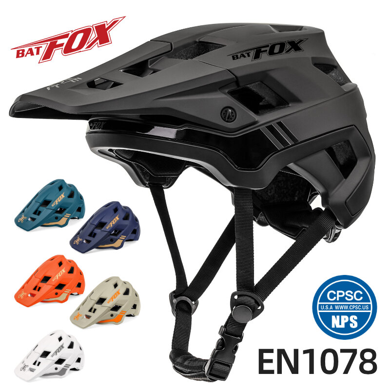 BATFOX-Capacete de bicicleta para homens, capacete de mountain bike, preto fosco, capacetes de ciclismo, capacete MTB masculino