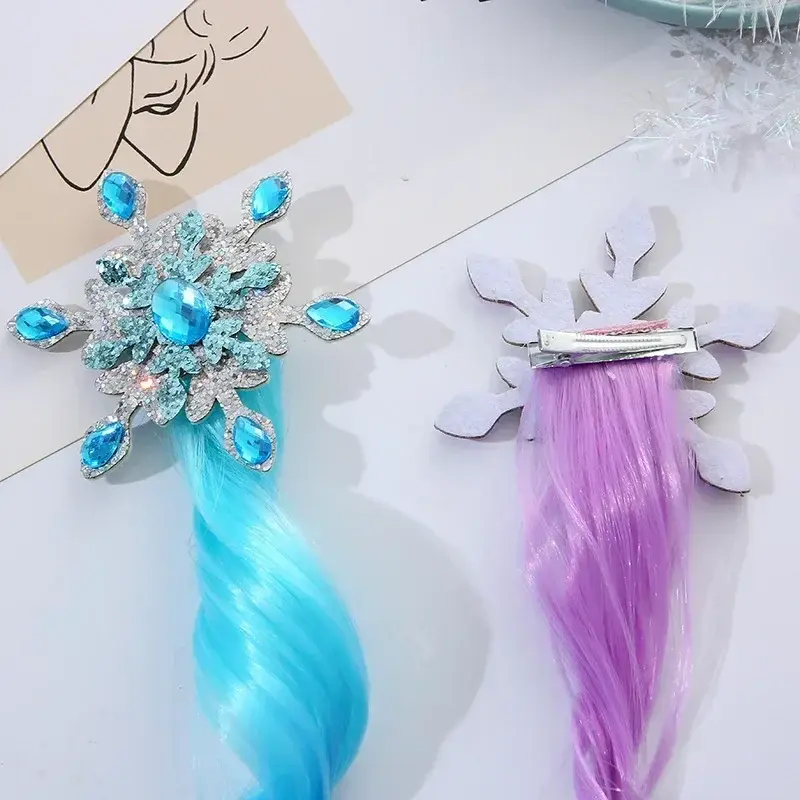 Disney Frozen Princess Cartoon Hair Anime Accessories Cartoon Elsa Braided Rope Barrette Children Birthday Kids Gifts Kawaii