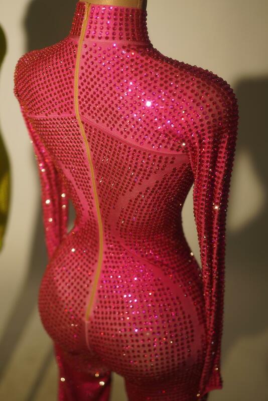 Full Diamond Jumpsuit Sexy Sparkling Slim Fit High Waisted Dressy Romper for Women Nightclub Bar Performance Costumes Jingdian