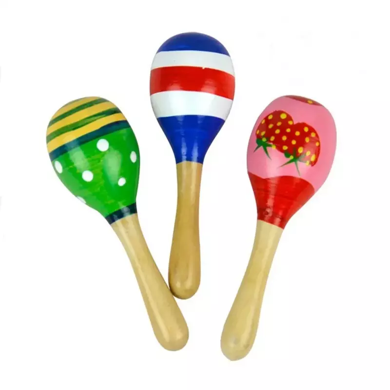 Chocalho de madeira colorido para crianças, Montessori Baby Toy, Sand Hammer Bell, Brinquedos para Aprendizagem Precoce para Crianças, Instrumento Musical
