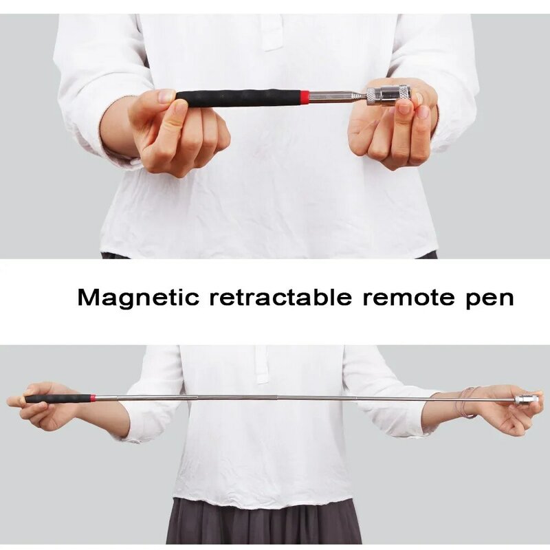 Pena magnetik teleskopik, pena magnetik dengan cahaya tangan Mini portabel alat ambil Magnet dapat disesuaikan tongkat Pickup mengambil sekrup baut mur