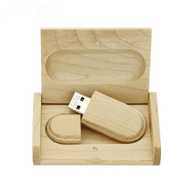 JASTER 무료 커스텀 로고 USB 플래시 드라이브, 비산 방지 나무 상자 메모리 스틱, 크리에이티브 선물 타원형 펜 드라이브, 128GB, 64GB, 10 개 로트