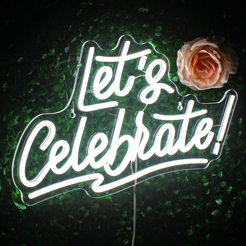 Let's Celebrate 네온 사인 LED 방 벽 장식 조명, 홈 침실 웨딩 생일 파티 축제, USB 아트 레터 벽 램프