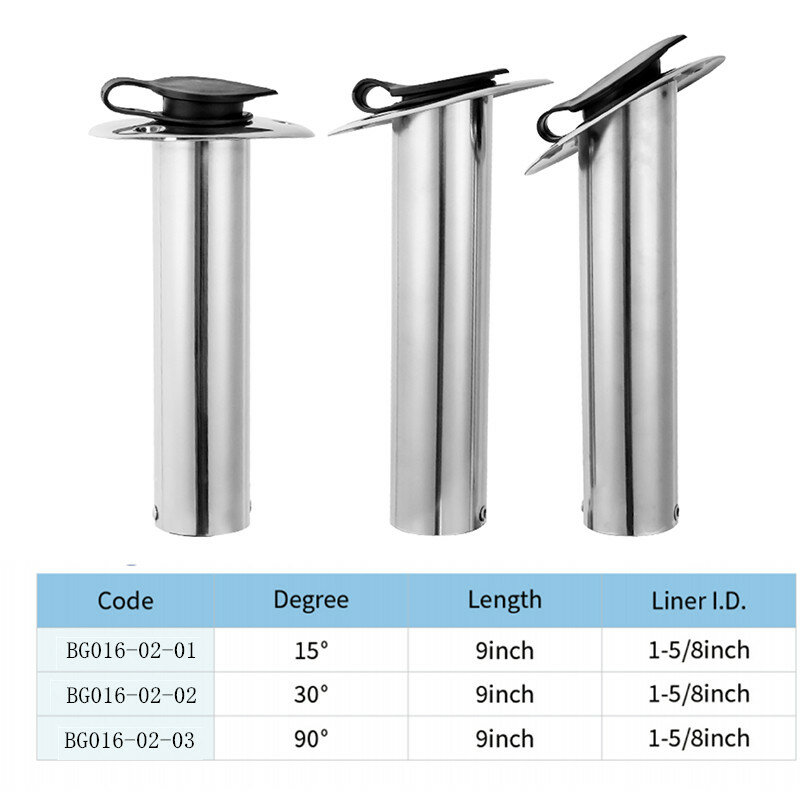 Marine 316 Stainless Steel Fishing Rod Holder with PVC Cap Inner Tube and Gasket 15/30/90 Degree High Qulity