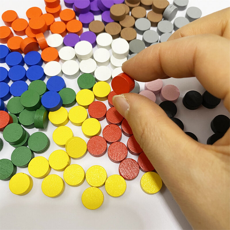 Piezas de juego de madera de peón de colores, accesorios para juegos educativos, 100 piezas de diámetro, 10x5MM