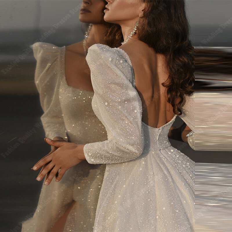Vestido de princesa de alta divisão para mulheres, vestidos de casamento de tule, vestidos nupciais, lado sexy, qualidade celebridade, 2024