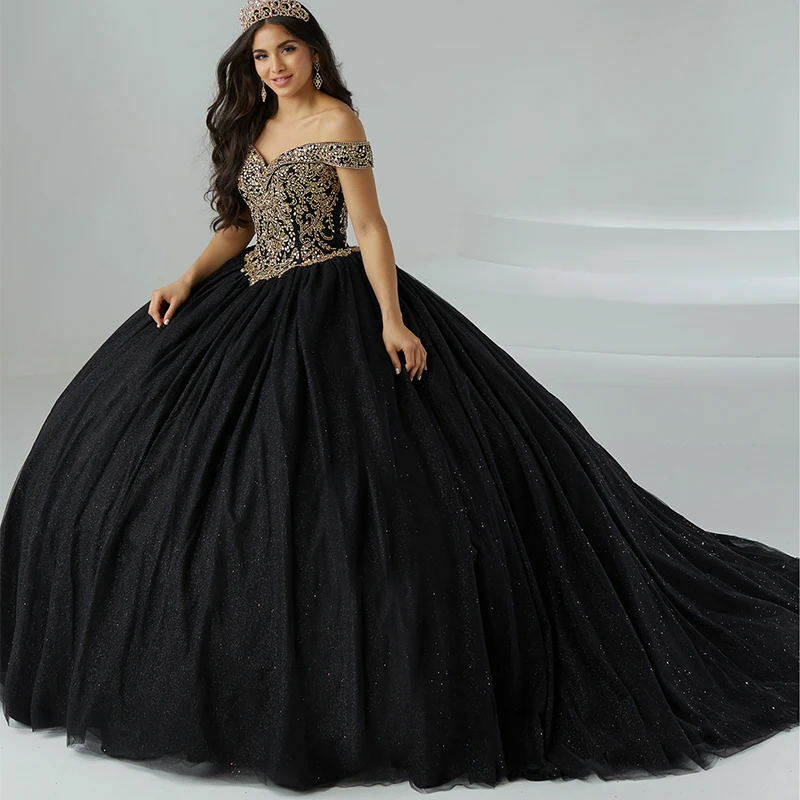 GUXQD Ball Gown Women Quinceanera Dresses Beads Tulle Off Shoulder Prom Birthday Party Gowns Vestido De 15 Anos Sweet 16