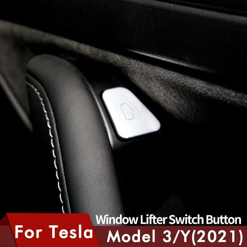 Pegatina de botón para interruptor de elevación de ventana de coche, accesorio Interior para Tesla Model 3 y 2022, modelo Y 2023