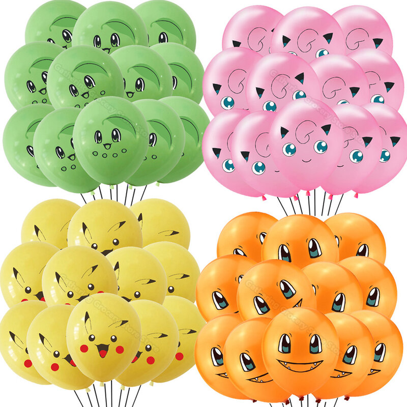 Pokémon Pikachu Charmander Ballon Látex Festa Suprimentos, Presentes Brinquedo DIY, Favores Crianças, Layout Cena de Aniversário, 1 Conjunto