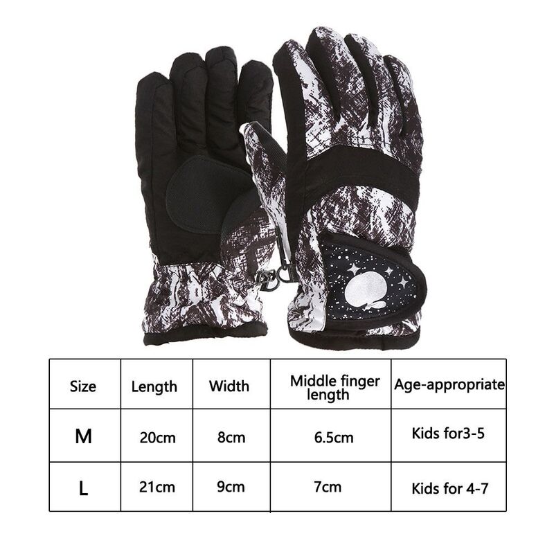 Waterproof Snow Ski Gloves Cute Winter Warm Cartoon Snowboard Gloves Cold-proof Thick Sports Mittens Kids