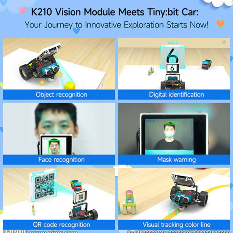 Yahboom-Kit de voiture robot visuel Tiny:bit Pro AI, carte Microbit V2, K210 Vision Tech, 6,000