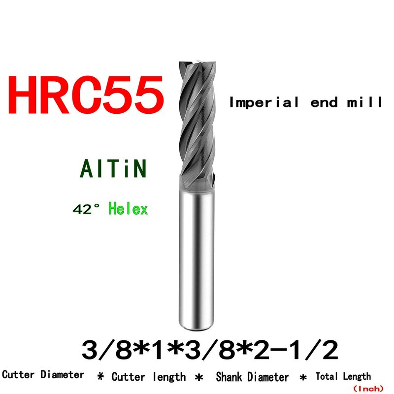 Kepala bor baja Tungsten karbida, kepala pemotong penggilingan 1/8 3/16 1/4 5/16 3/8 1/2 "CNC 4 profesional HRC55 3.175 6.35 12.7MM