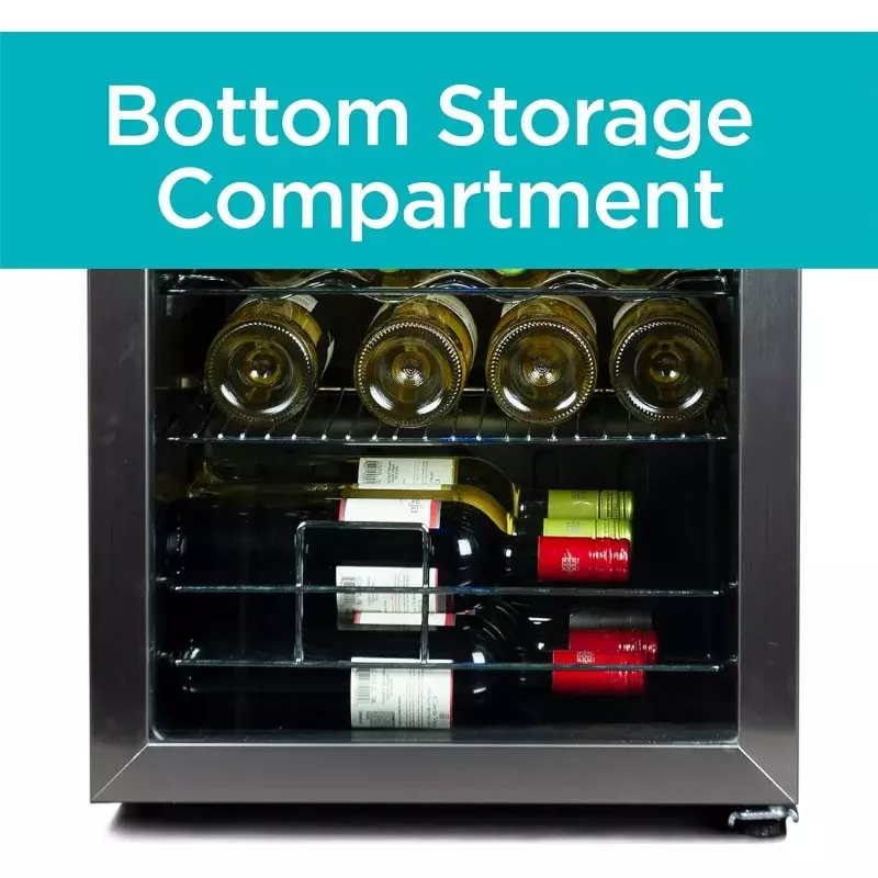 Black DECKER-Refrigerador de vinho, refrigerador vinho com luz azul e display LED, compressor autônomo, 26 garrafa