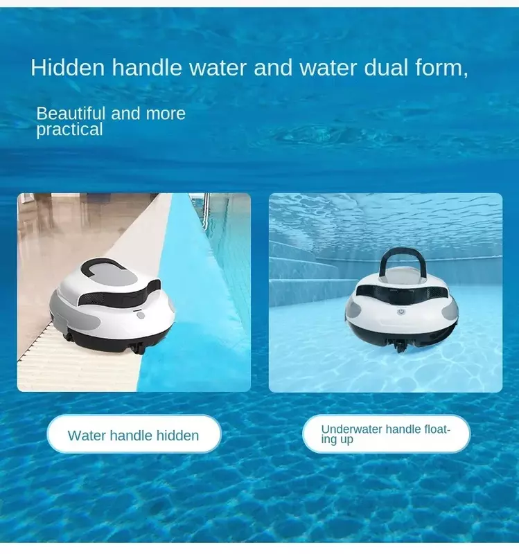 Máquina de sucção de esgoto para piscina, aspirador subaquático, automático, robô inteligente, bateria de longa duração