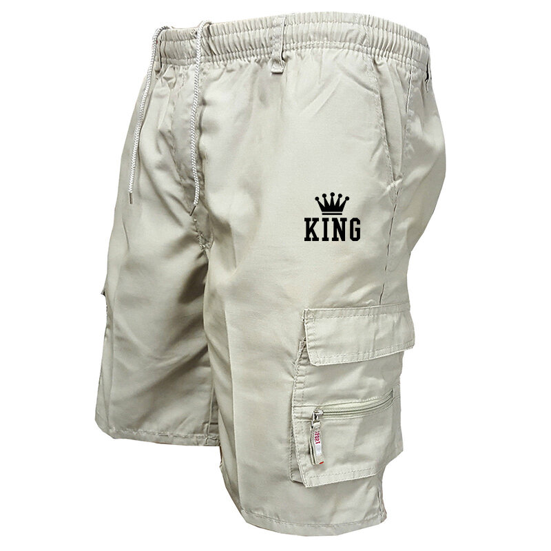 Pantalones cortos estampados de marca para hombre, Shorts Cargo, informales, holgados, con cordón, 5 colores, gran oferta, Verano